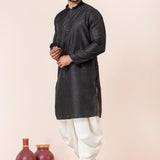 Black Silk Blend Embroidered Dhoti Set