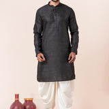 Black Silk Blend Embroidered Dhoti Set