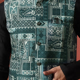 Solid Black Cotton Blend Kurta Set With Nehru Jacket