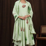 Light Green Hand Painted Modal Silk Kurta Set