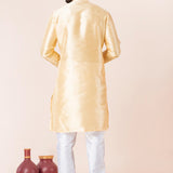 Golden Yellow Solid Dupion Silk Kurta Set