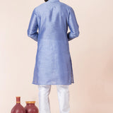 Sky Blue Solid Dupion Silk Kurta Set