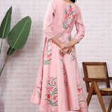 Light Pink Hand Painted Modal Silk Kurta Set