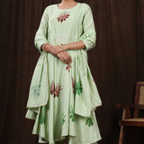 Light Green Hand Painted Modal Silk Kurta Set