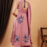 Pink Hand Painted Modal Silk Kurta Set