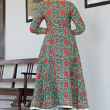 Green Cotton Floral Printed Kurta Set