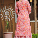 Pink Cotton Floral Printed Kurta And Palazzo Set
