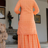 Light Orange Rayon Kurti Set With Dupatta
