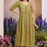 Mustard Yellow Anarkali Kurti Set With Floral Print