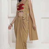 Tan Brown Shimmer Chinnon Skirt Set