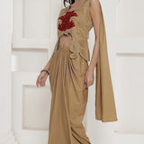 Tan Brown Shimmer Chinnon Skirt Set