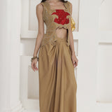 Tan Brown Shimmer Chinnon Skirt Set