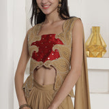 Tan Brown Shimmer Chinnon Skirt Set