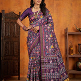 Magenta Star Frame Animal Patola Silk Saree