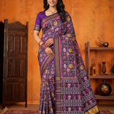 Magenta Star Frame Animal Patola Silk Saree