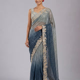 Sapphire Blue Sequin Embroidery Saree
