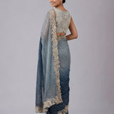Sapphire Blue Sequin Embroidery Saree
