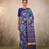 Royal Blue Animals Motif Patola Saree