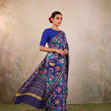 Royal Blue Animals Motif Patola Saree