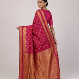 Royal Magenta Gold And Silver Zari Butti Kanjivaram Silk Saree