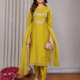 Olive Green Embroidered Roman Kurta Set