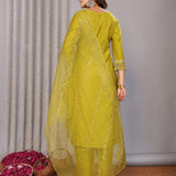 Olive Green Embroidered Roman Kurta Set