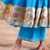 Sky Blue Lattice Anarkali Set