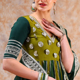 Olive Lattice Anarkali Set