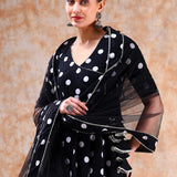 Noir Polka Wrap Anarkali Set