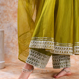Olive Cutwork Anarkali Set