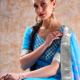 Sky Blue Lattice Anarkali Set