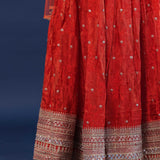 International Orange Organza Lehenga Set With Net Dupatta