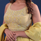 Royal Yellow Tissue Organza Lehenga Set