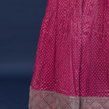 Magenta Pink Banarasi Lehenga Set With Organza Dupatta