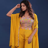 Amber Yellow Georgette Indo-Western Set