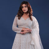 Platinum Grey Netted Lehenga Set