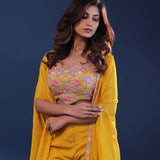 Amber Yellow Georgette Indo-Western Set