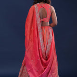 Dual Shades Chinon Lehenga Set With Silk Dupatta