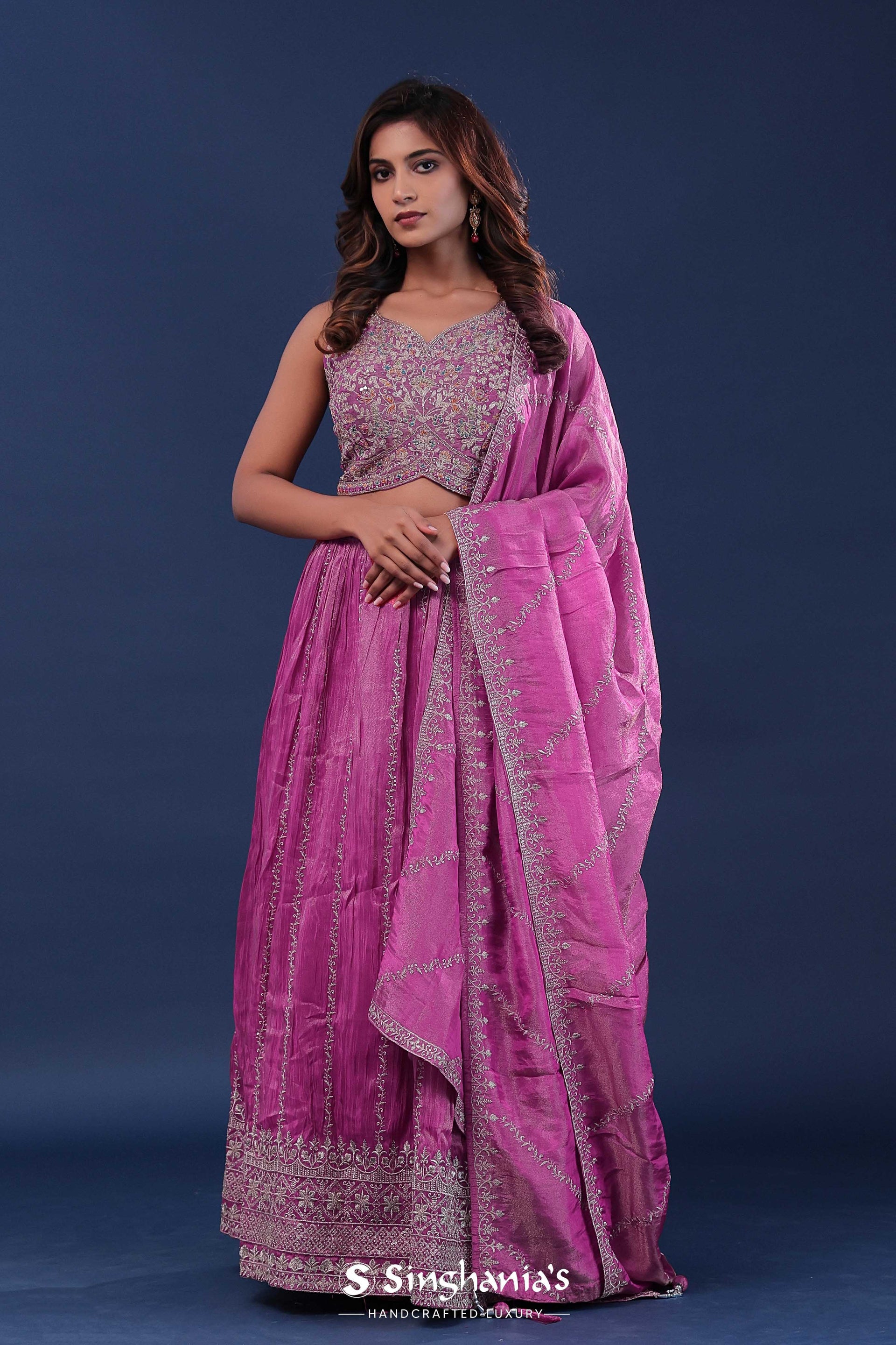 <img> Hopbush Tissue Lehenga Set