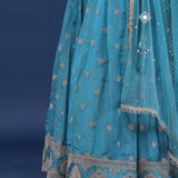 Capre Blue Silk Lehenga Set