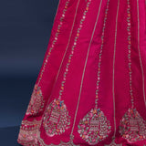 Rani Pink Raw Silk Lehenga Set With Netted Dupatta