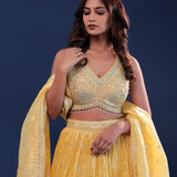 Naples Yellow Organza Lehenga Set