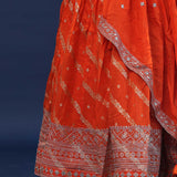 Orange Organza Lehenga Set With Silk Dupatta