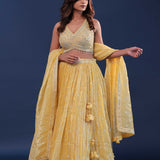 Naples Yellow Organza Lehenga Set