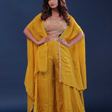Amber Yellow Georgette Indo-Western Set