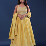 Royal Yellow Tissue Organza Lehenga Set