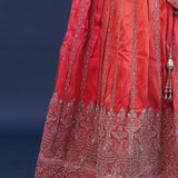 Dual Shades Chinon Lehenga Set With Silk Dupatta