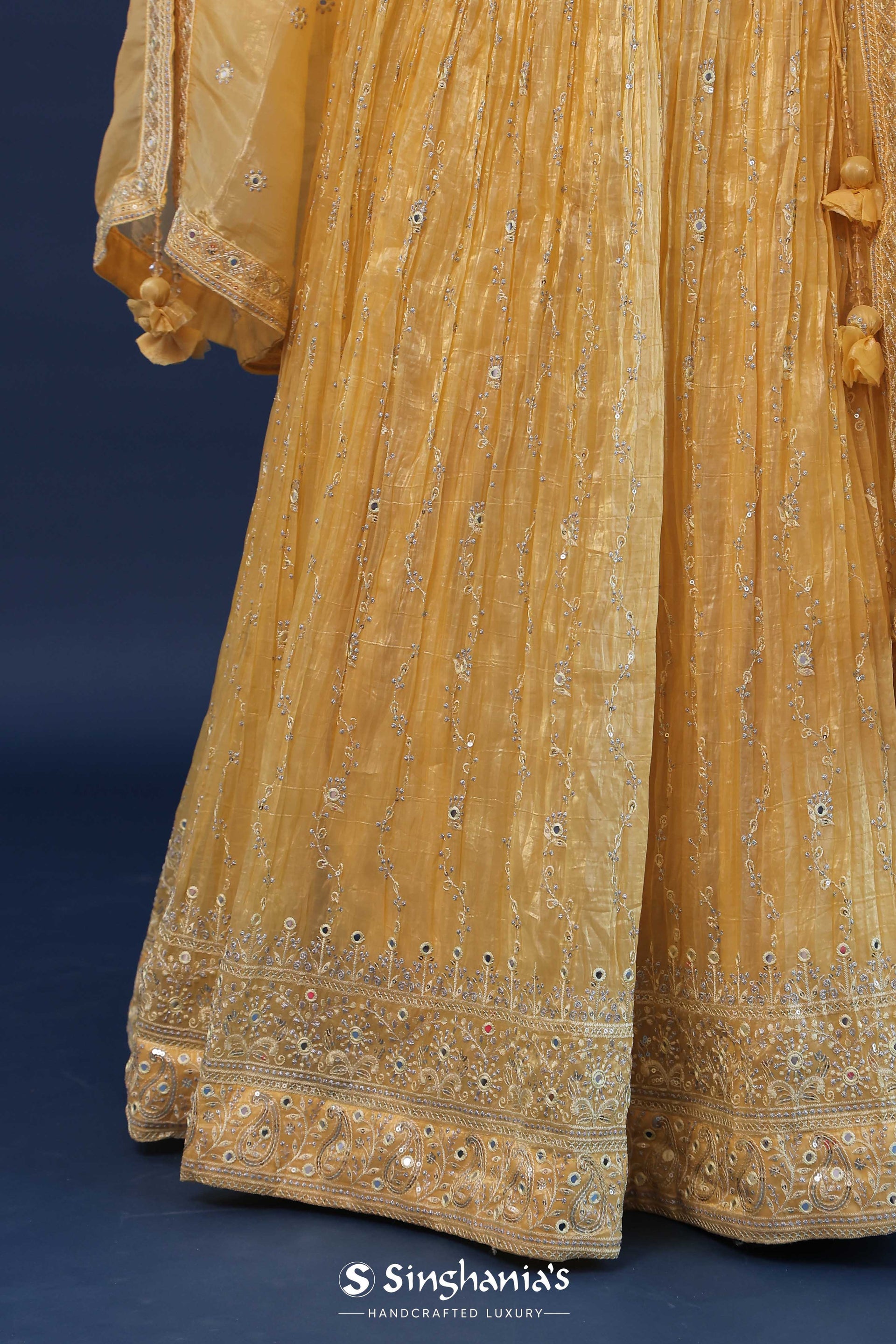 <img> Naples Yellow Organza Lehenga Set