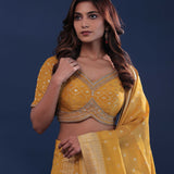 Mustard Yellow Banarasi Lehenga Set