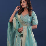 Pale Blue Banarasi Lehenga Set